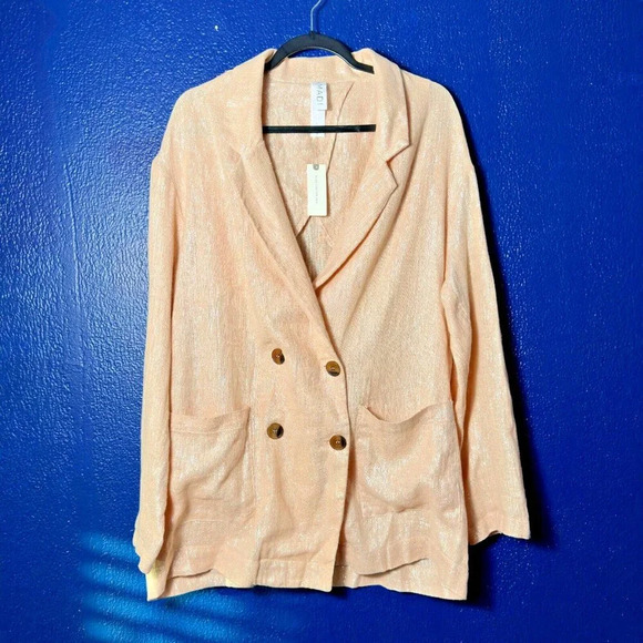 Anthropologie Amadi Kaye Blazer Suit Kaye Pink Oversized Double Breast L - Picture 4 of 13